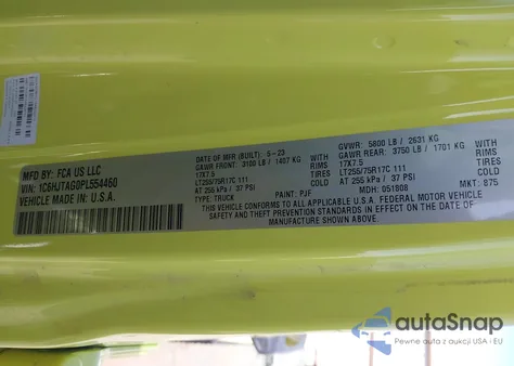 2023 Jeep Gladiator Willys 4X4 z USA, uszkodzony, nr VIN 1C6HJTAG0PL554460